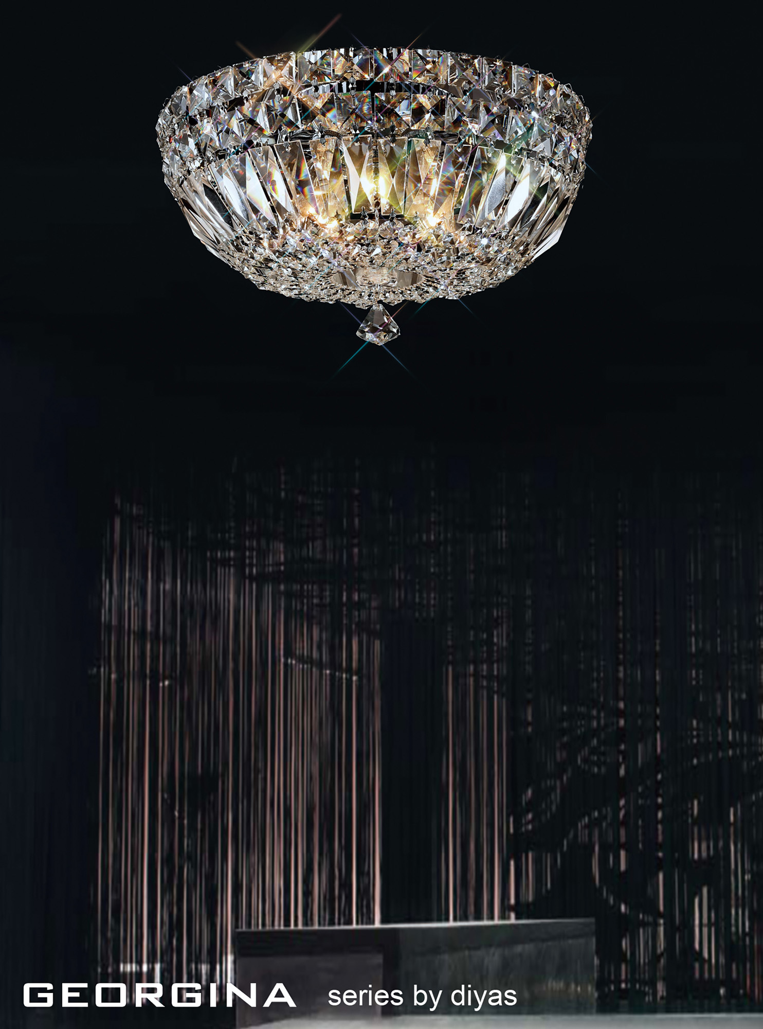 Georgina Crystal Ceiling Lights Diyas Flush Crystal Fittings Georgina Crystal Ceiling Lights Diyas Flush Crystal Fittings
